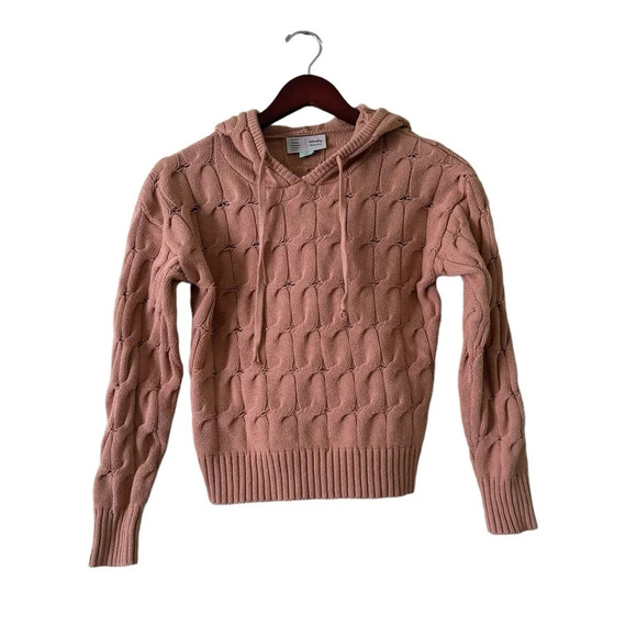 Anthropologie SATURDAY SUNDAY Ellyn Cable Knit Hoodie Sweater Size XS Beige - Picture 1 of 5